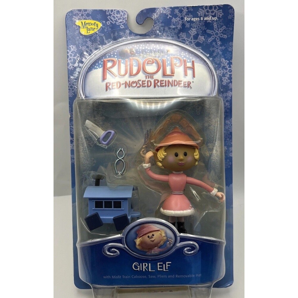 2003 Memory Lane Rudolph the Red Nosed Reindeer Girl Elf Figure w/Train-New